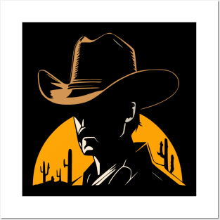 Western Silhouette- Cowboy Posters and Art